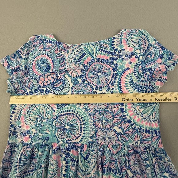 Lilly Pulitzer Geanna Dress Womens Large Blue Grotto Commotion in the Ocean - Picture 7 of 14